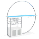 Risley 2-Door Circular LED Home Bar With Wine Storage White High Gloss 182798 - Ella Furniture