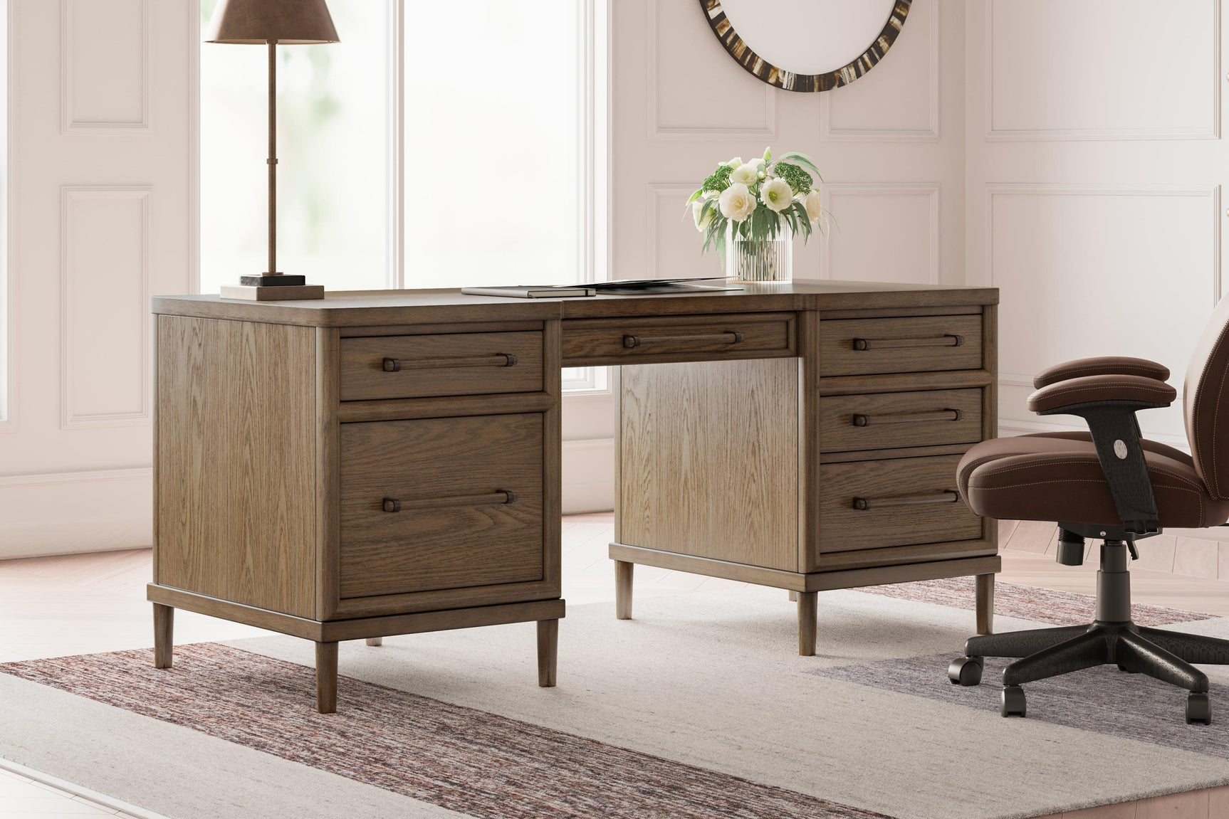 Roanhowe Brown 68" Home Office Desk - Ella Furniture
