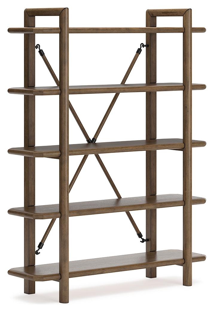 Roanhowe Brown 71" Bookcase - Ella Furniture