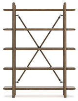 Roanhowe Brown 71" Bookcase - Ella Furniture