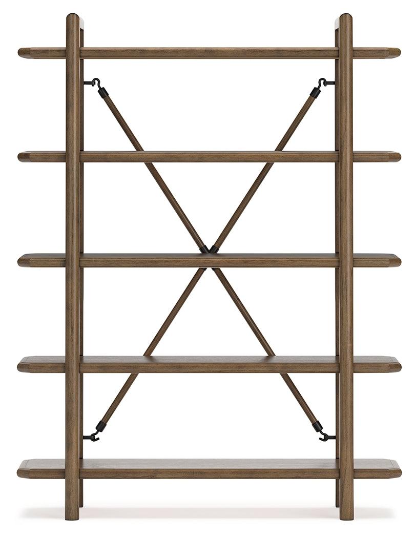 Roanhowe Brown 71" Bookcase - Ella Furniture
