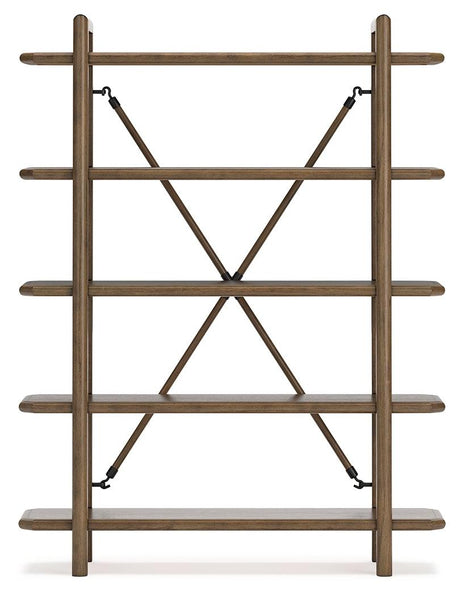 Roanhowe Brown 71" Bookcase - Ella Furniture