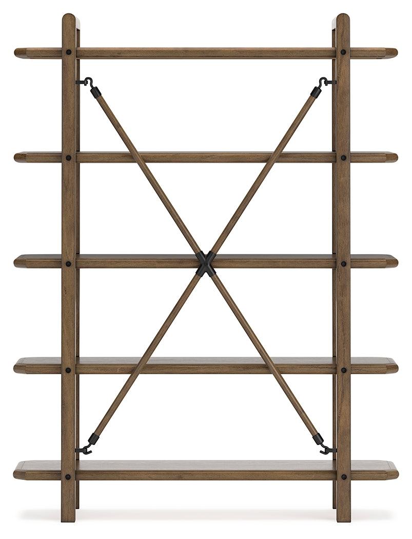Roanhowe Brown 71" Bookcase - Ella Furniture