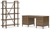 Roanhowe Brown Home Office Desk and Storage - Ella Furniture