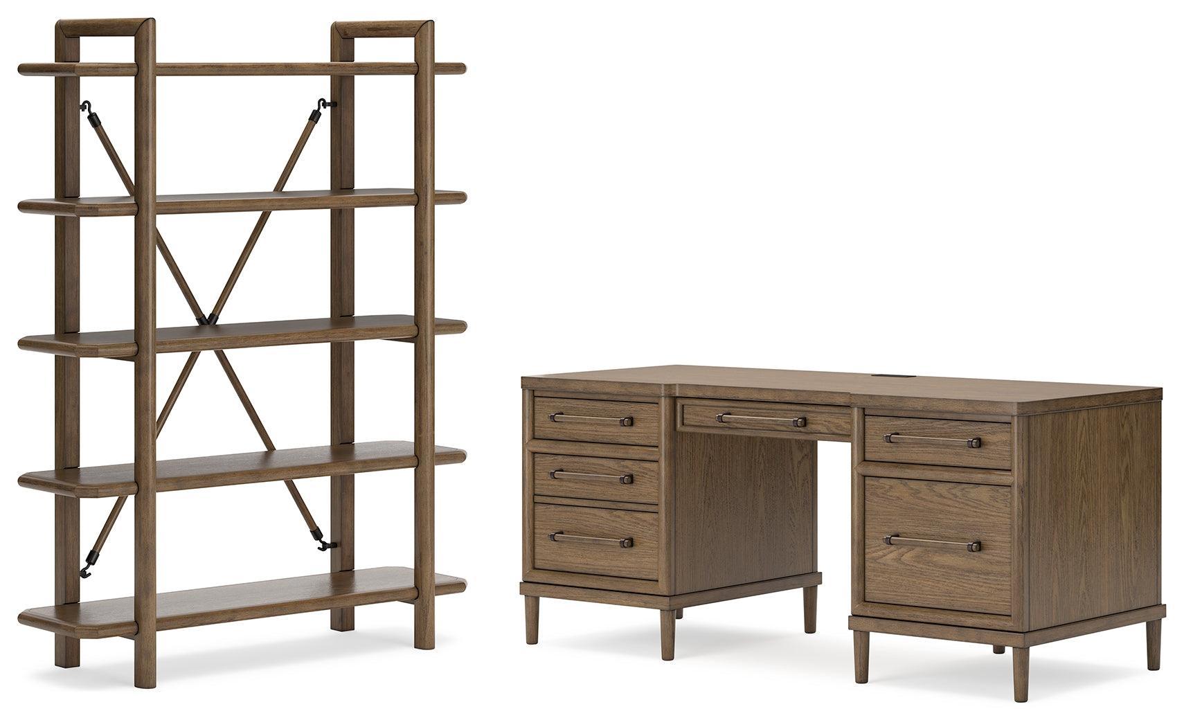 Roanhowe Brown Home Office Desk and Storage - Ella Furniture