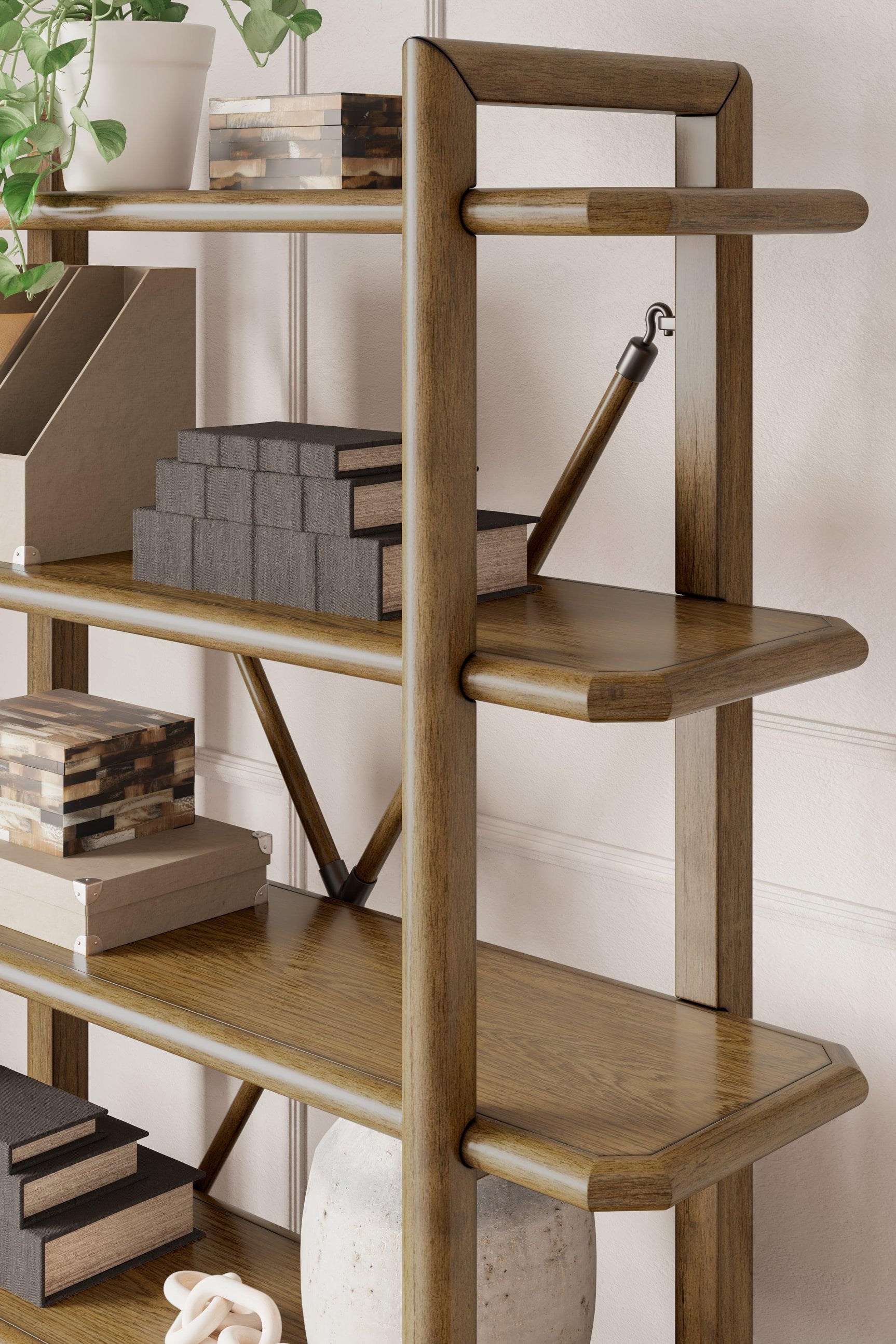 Roanhowe Brown Home Office Desk and Storage - Ella Furniture