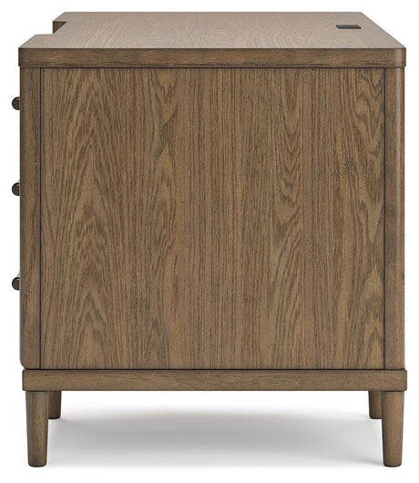 Roanhowe Brown Home Office Desk and Storage - Ella Furniture