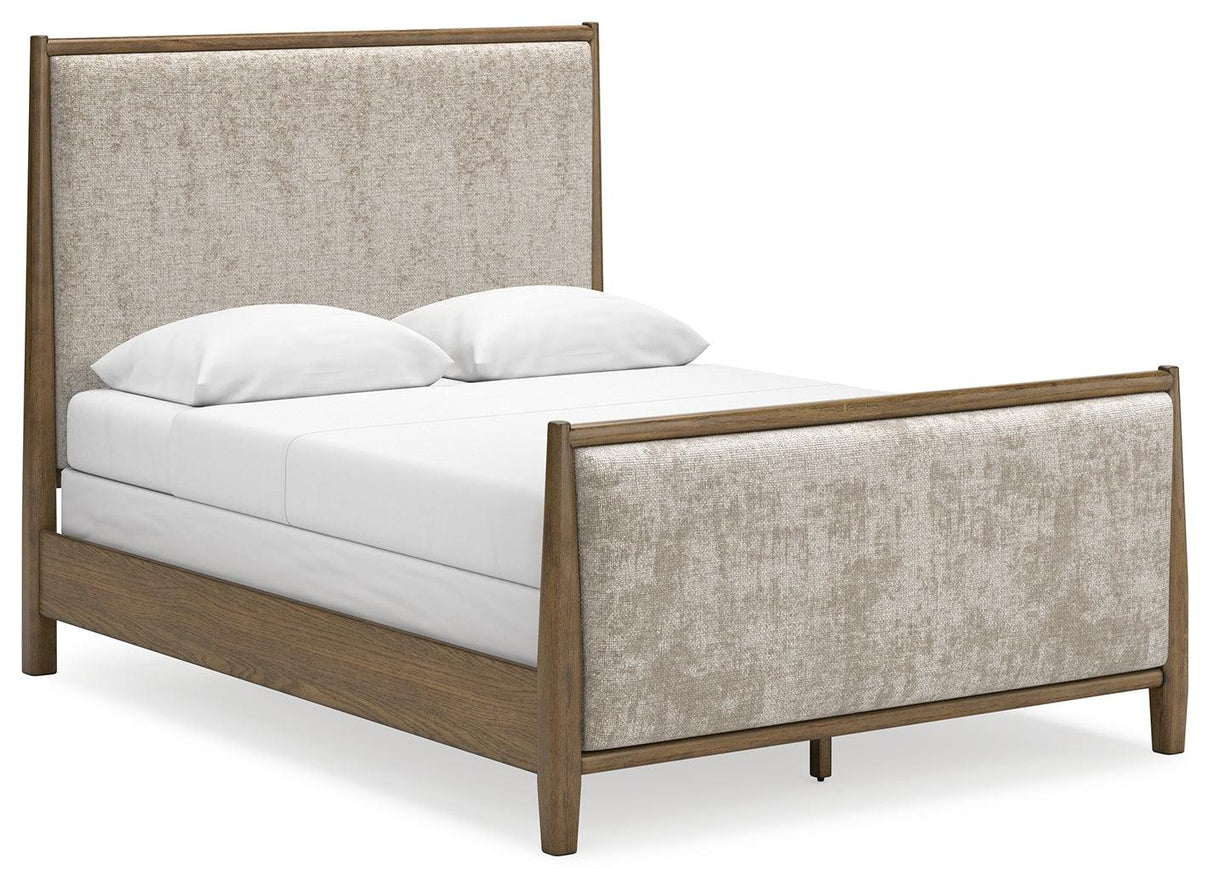 Roanhowe Brown Queen Upholstered Bed - Ella Furniture