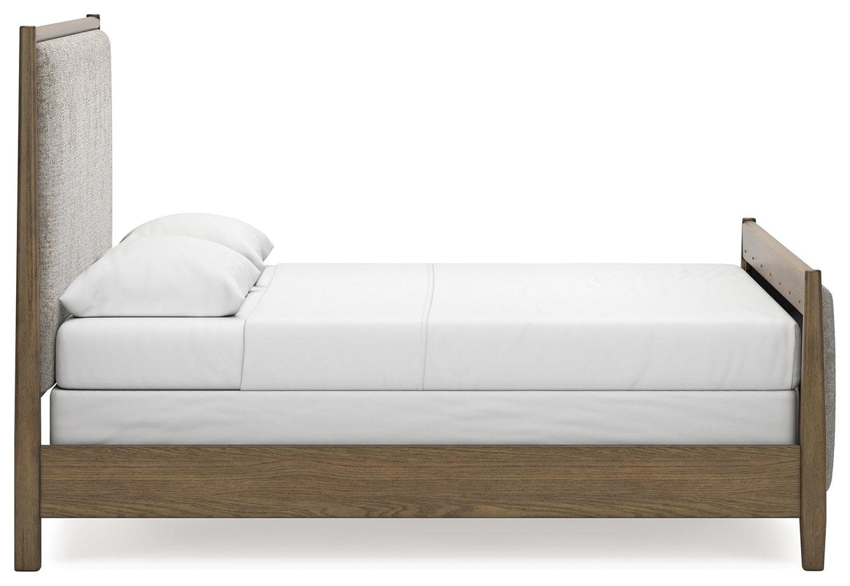 Roanhowe Brown Queen Upholstered Bed - Ella Furniture