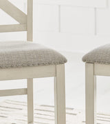 Robbinsdale Antique White Counter Height Barstool detail view