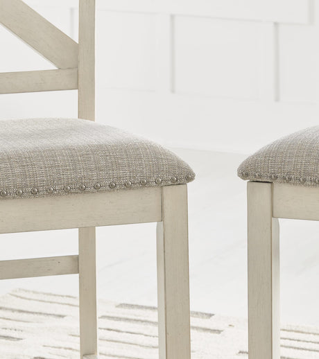 Robbinsdale Antique White Counter Height Barstool detail view