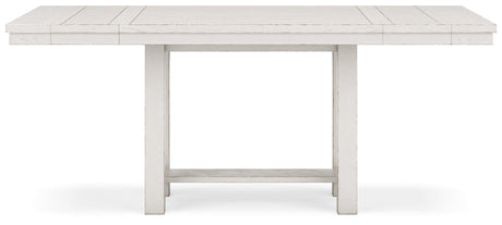 Robbinsdale Antique White Counter Height Dining Table And 2 Barstools And Bench - Ella Furniture