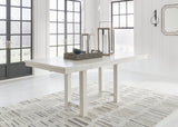 Robbinsdale Antique White Counter Height Dining Table And 2 Barstools And Bench - Ella Furniture