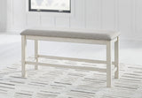 Robbinsdale Antique White Counter Height Dining Table And 2 Barstools And Bench - Ella Furniture