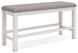 Robbinsdale Antique White Counter Height Dining Table And 2 Barstools And Bench - Ella Furniture