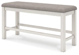 Robbinsdale Antique White Counter Height Dining Table And 2 Barstools And Bench - Ella Furniture