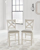 Robbinsdale Antique White Counter Height Dining Table And 4 Barstools - Ella Furniture