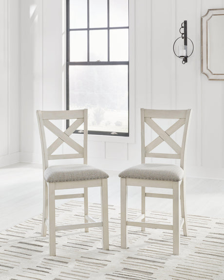 Robbinsdale Antique White Counter Height Dining Table And 4 Barstools - Ella Furniture