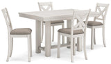 Robbinsdale Antique White Counter Height Dining Table And 4 Barstools - Ella Furniture