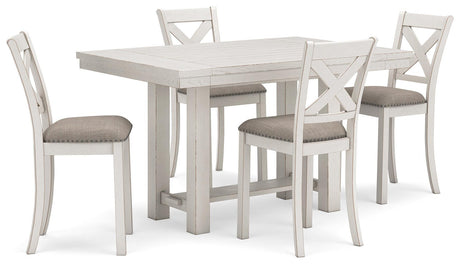 Robbinsdale Antique White Counter Height Dining Table And 4 Barstools - Ella Furniture