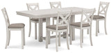 Robbinsdale Antique White Counter Height Dining Table And 6 Barstools - Ella Furniture