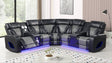 Robin Black Air Leather Power Reclining Sectional with Bluetooth and USB from Ella Furniture