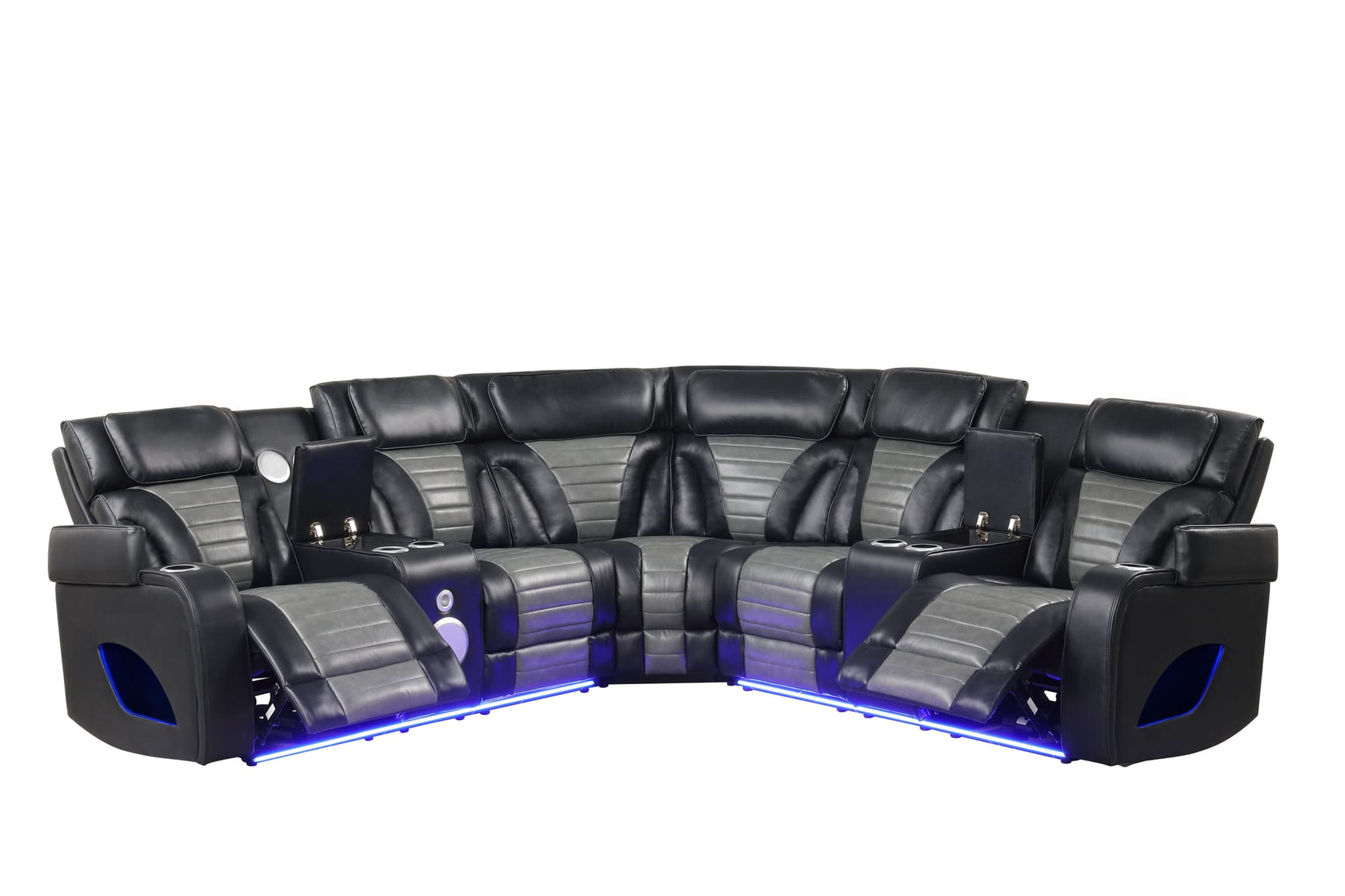 Robin Black Air Leather Power Reclining Sectional with Bluetooth and USB view 6