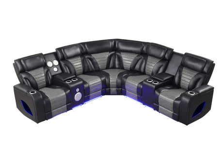 Robin Black Air Leather Power Reclining Sectional with Bluetooth and USB view 7