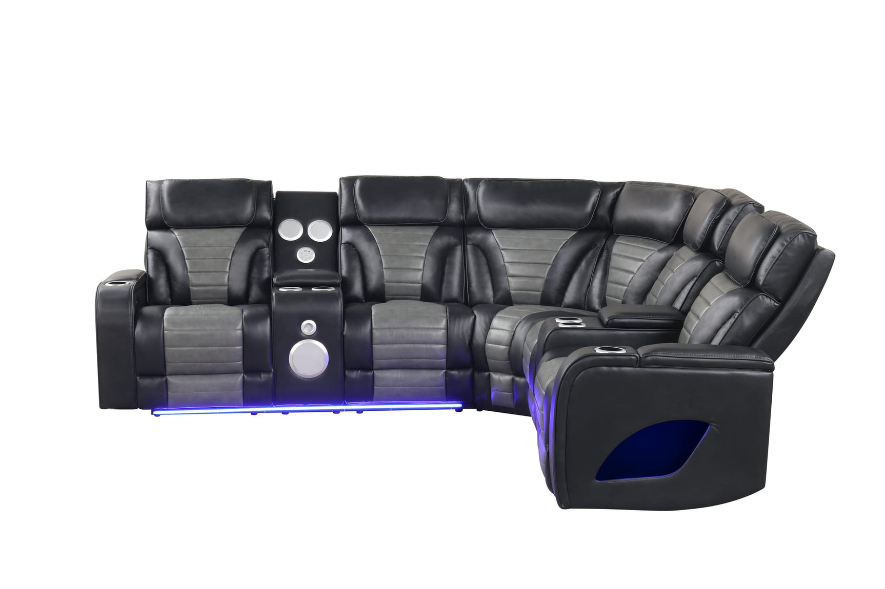 Robin Black Air Leather Power Reclining Sectional with Bluetooth and USB view 8