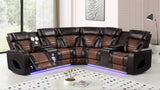 Robin Brown Air Leather Power Reclining Sectional with Bluetooth and USB from Ella Furniture