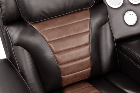 Robin Brown Air Leather Power Reclining Sectional with Bluetooth and USB view 3