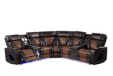 Robin Brown Air Leather Power Reclining Sectional with Bluetooth and USB view 5