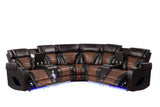 Robin Brown Air Leather Power Reclining Sectional with Bluetooth and USB view 6