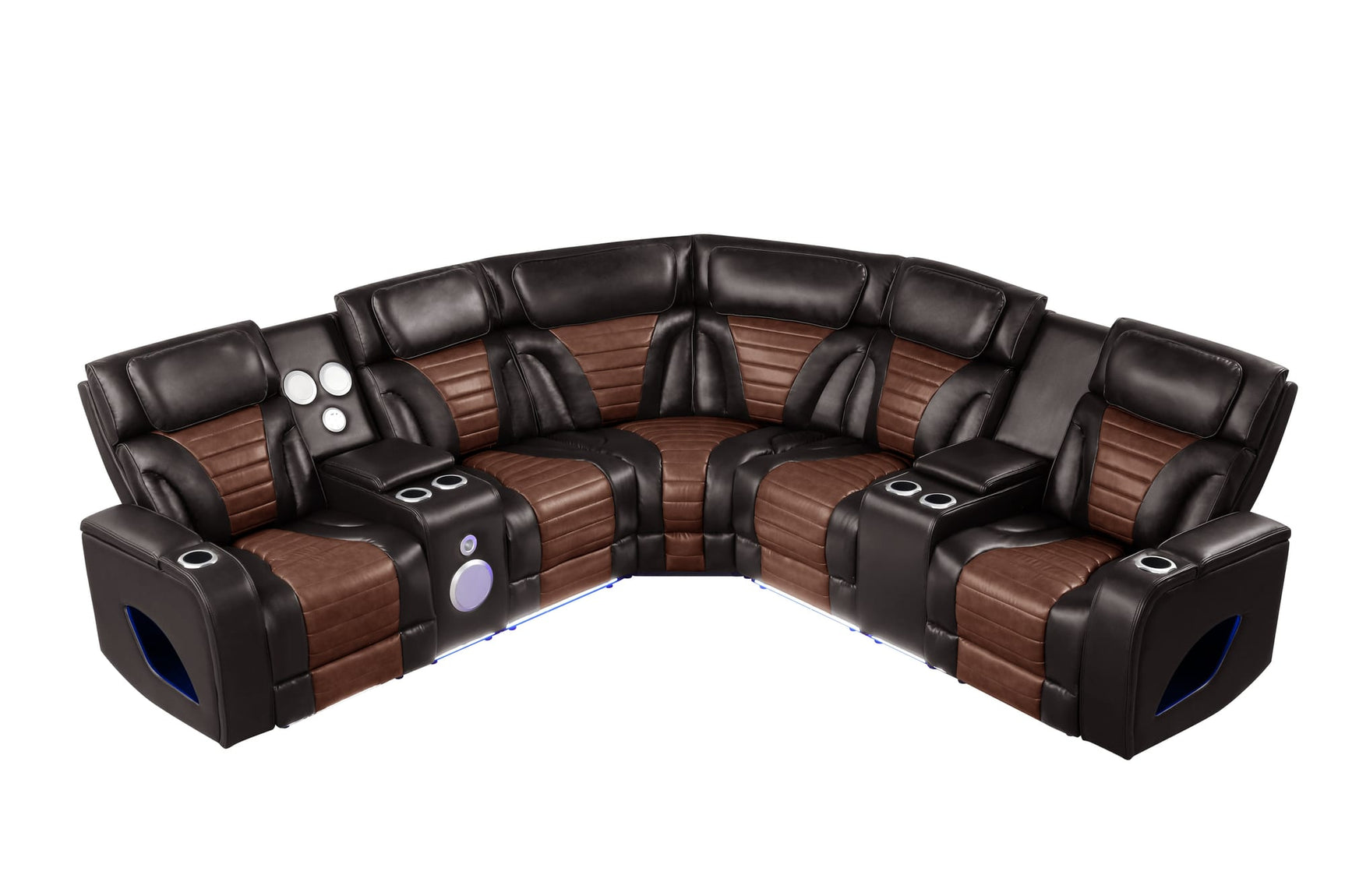 Robin Brown Air Leather Power Reclining Sectional with Bluetooth and USB view 7