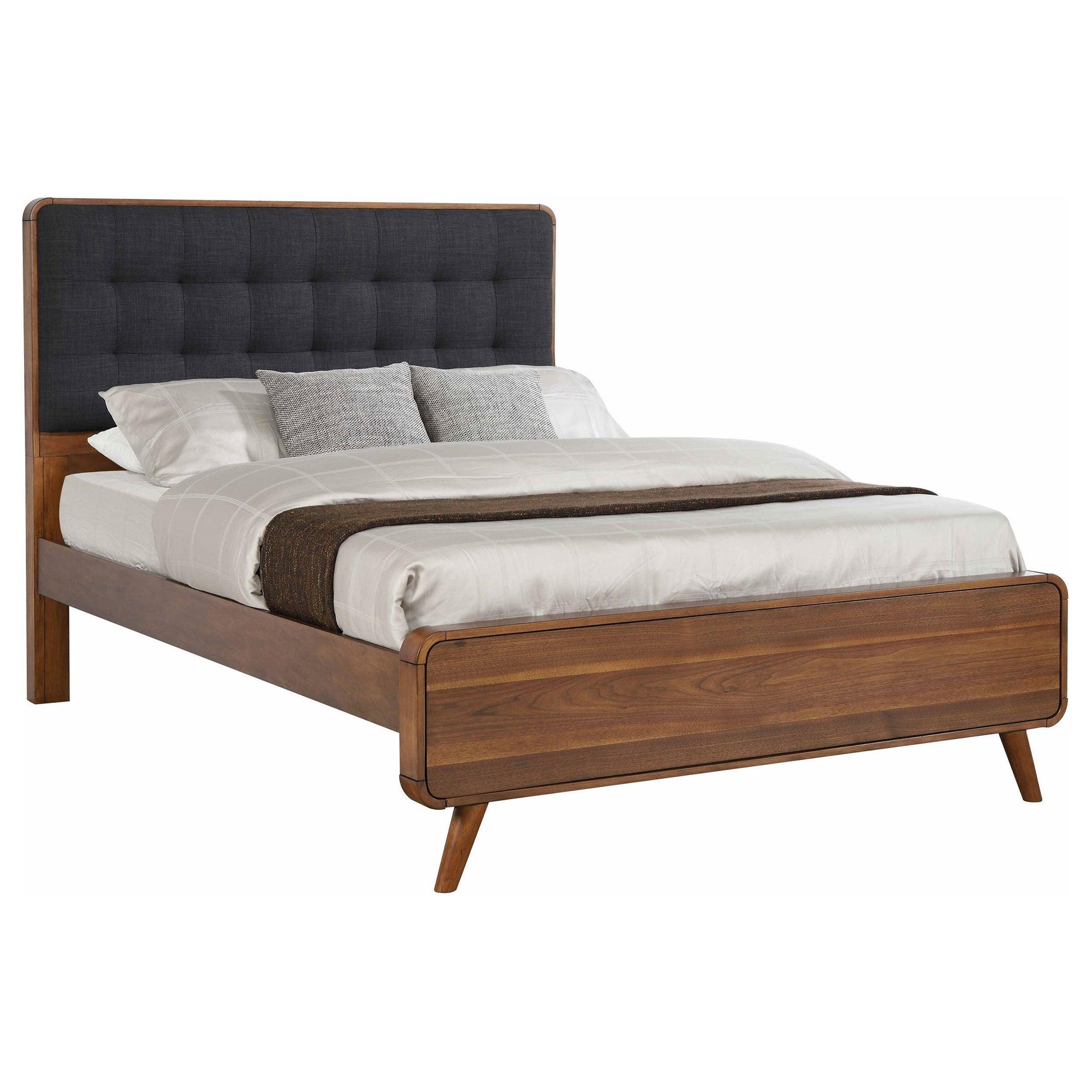 Robyn Dark Walnut Upholstered Headboard Bedroom Set - Ella Furniture