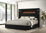 Romance Black Upholstered LED Platform King Bed view 2