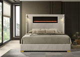 Romance Cream Upholstered LED Platform King Bed from Ella Furniture