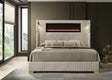 Romance Cream Upholstered LED Platform Queen Bed from Ella Furniture