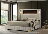 Romance Cream Upholstered LED Platform Queen Bed view 2