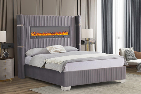Romance Gray Platform Queen Bed - Ella Furniture