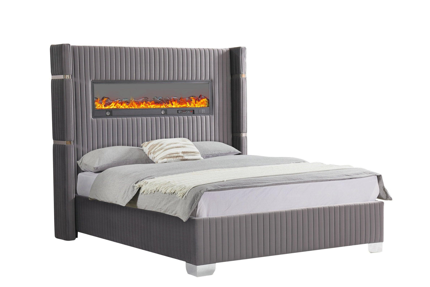 Romance Gray Platform Queen Bed - Ella Furniture