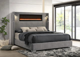Romance Gray Upholstered LED Platform Queen Bed view 2