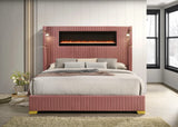 Romance Pink Upholstered LED Platform Queen Bed from Ella Furniture