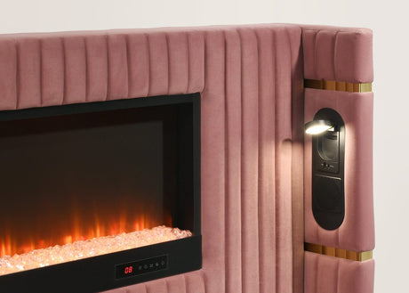 Romance Pink Upholstered LED Platform Queen Bed view 3