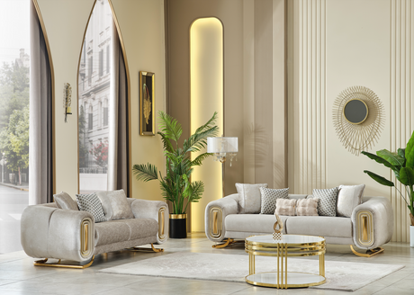 Verona Beige Velvet Living Room Set [ETA: 05/30]