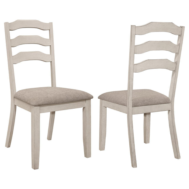 Ronnie Ladder Back Padded Seat Dining Side Chair Khaki And Rustic Cream (Set Of 2) 108052 - Ella Furniture
