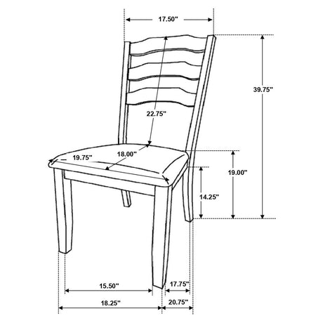 Ronnie Ladder Back Padded Seat Dining Side Chair Khaki And Rustic Cream (Set Of 2) 108052 - Ella Furniture