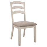 Ronnie Ladder Back Padded Seat Dining Side Chair Khaki And Rustic Cream (Set Of 2) 108052 - Ella Furniture