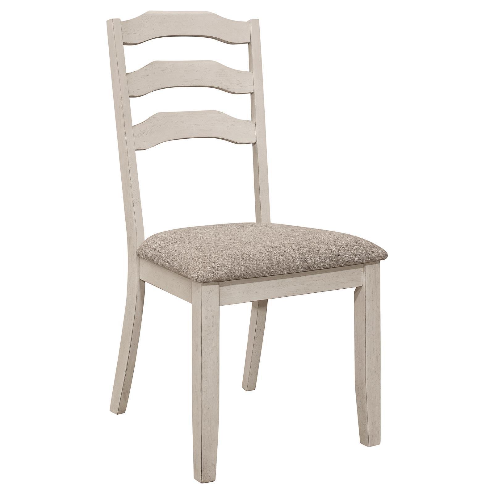 Ronnie Ladder Back Padded Seat Dining Side Chair Khaki And Rustic Cream (Set Of 2) 108052 - Ella Furniture