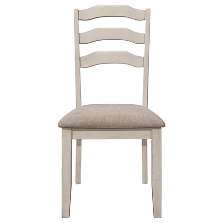 Ronnie Ladder Back Padded Seat Dining Side Chair Khaki And Rustic Cream (Set Of 2) 108052 - Ella Furniture